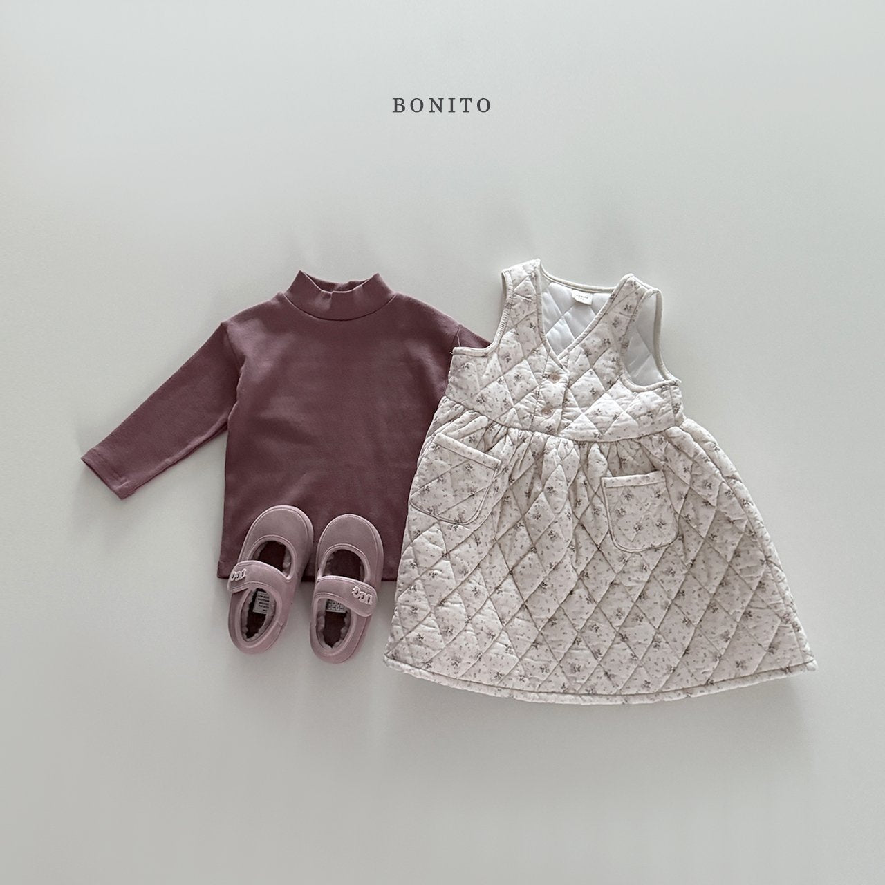 【予約】small flower quilting one-piece  /  bonito (12m-JM)