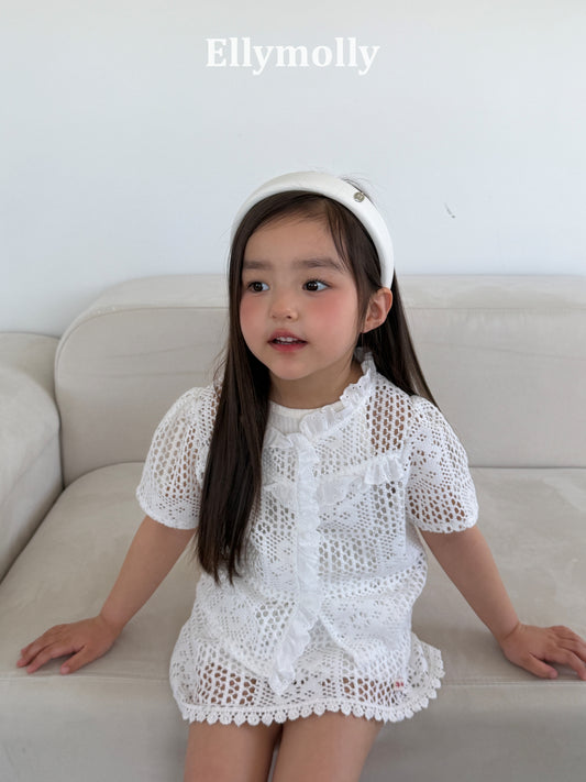 【予約】Crochet blouse / ellymolly5-15号  로지크로쉐