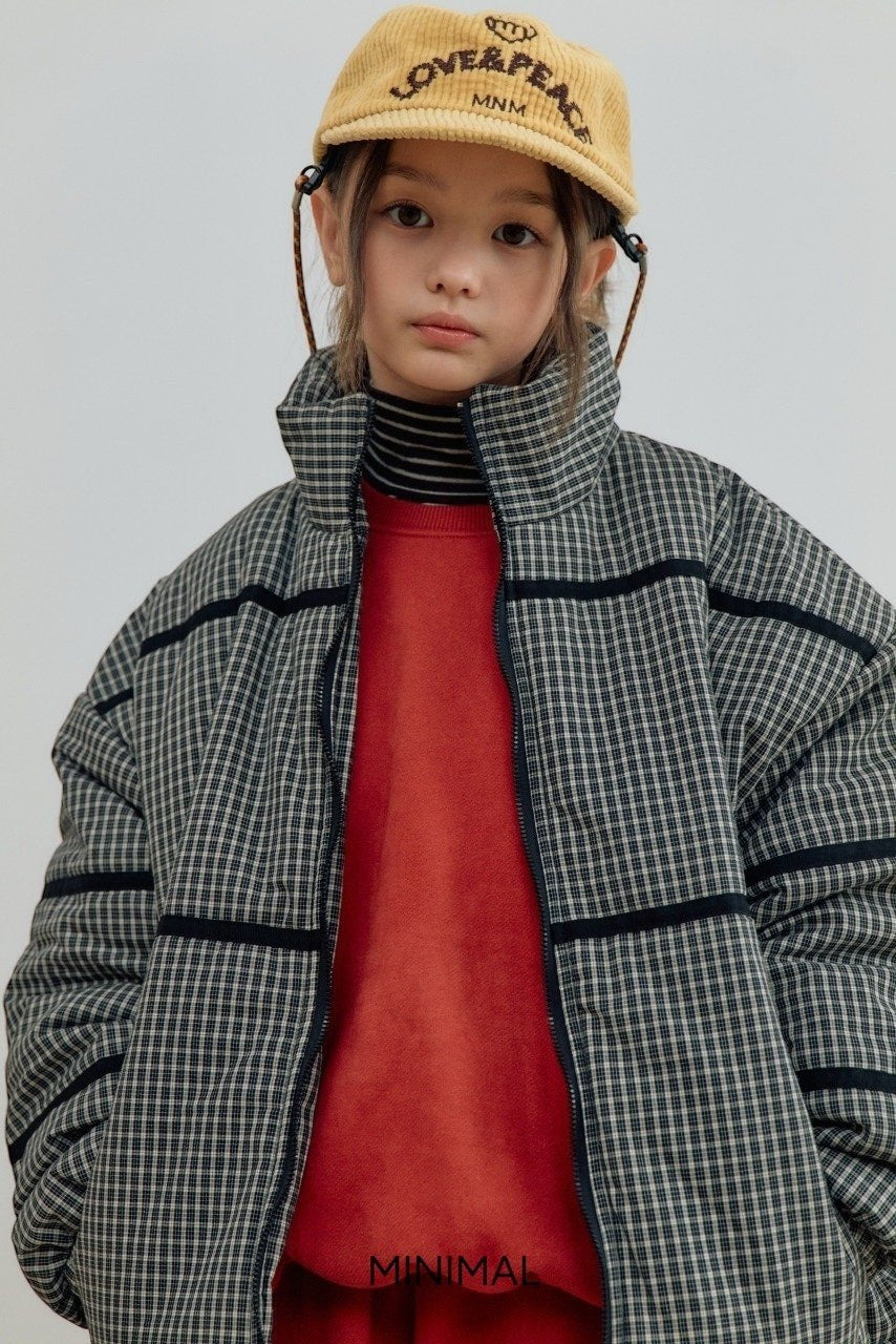 【予約】line check padding jumper  / minimal (S-JM)