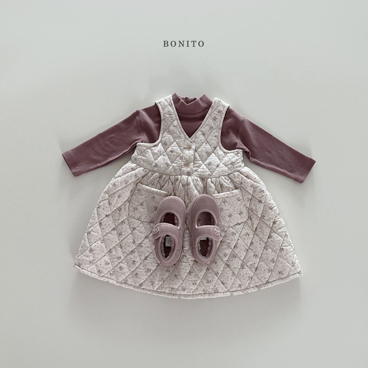 【予約】small flower quilting one-piece  /  bonito (12m-JM)