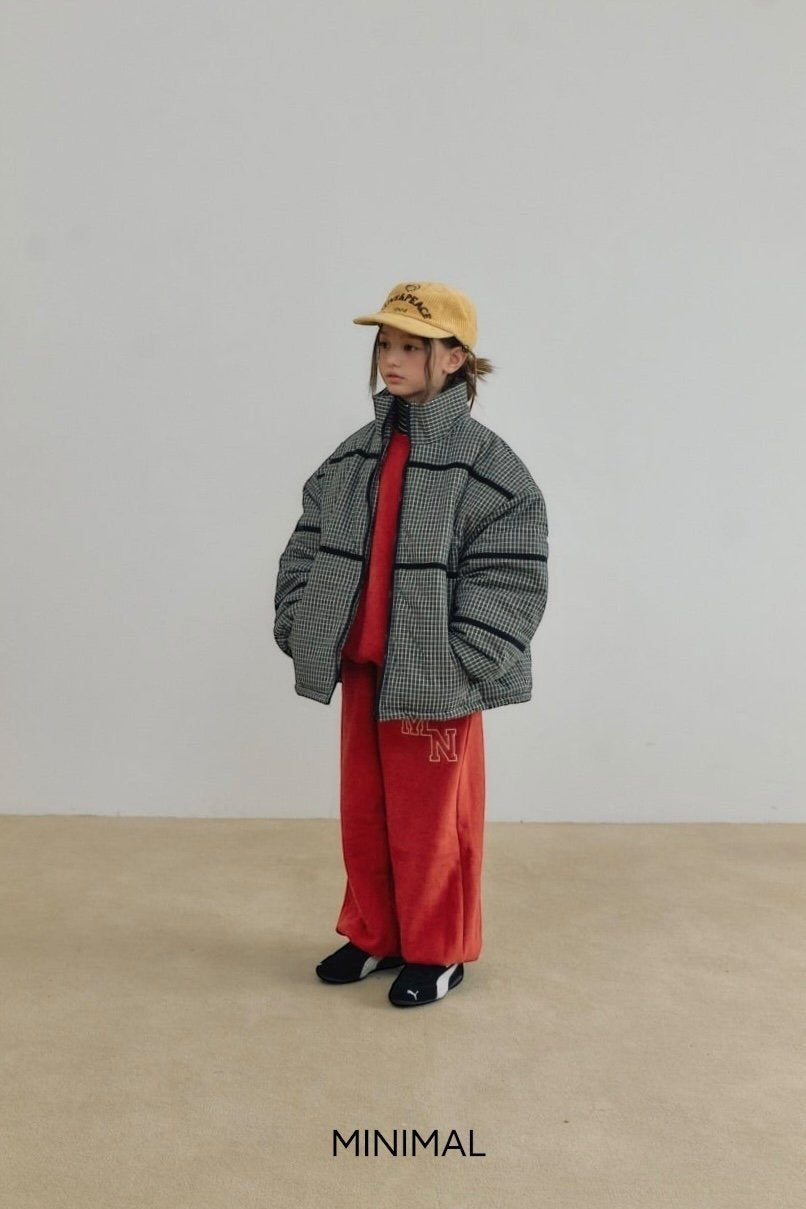 【予約】line check padding jumper  / minimal (S-JM)