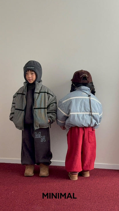 【予約】line check padding jumper  / minimal (S-JM)