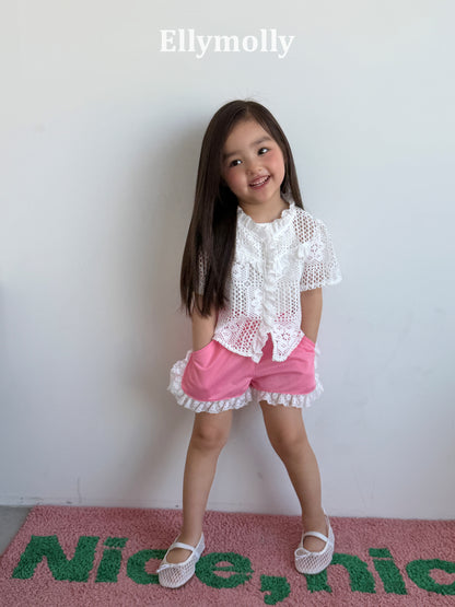 【予約】Crochet blouse / ellymolly5-15号  로지크로쉐