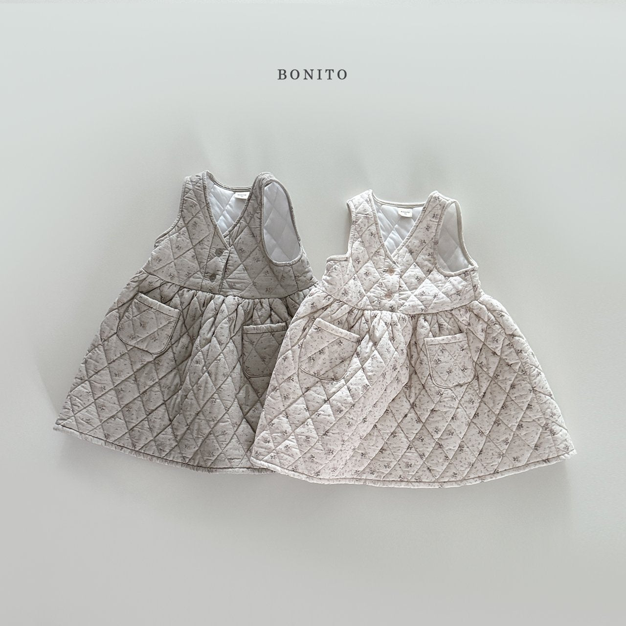 【予約】small flower quilting one-piece  /  bonito (12m-JM)