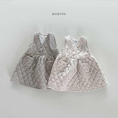 【予約】small flower quilting one-piece  /  bonito (12m-JM)