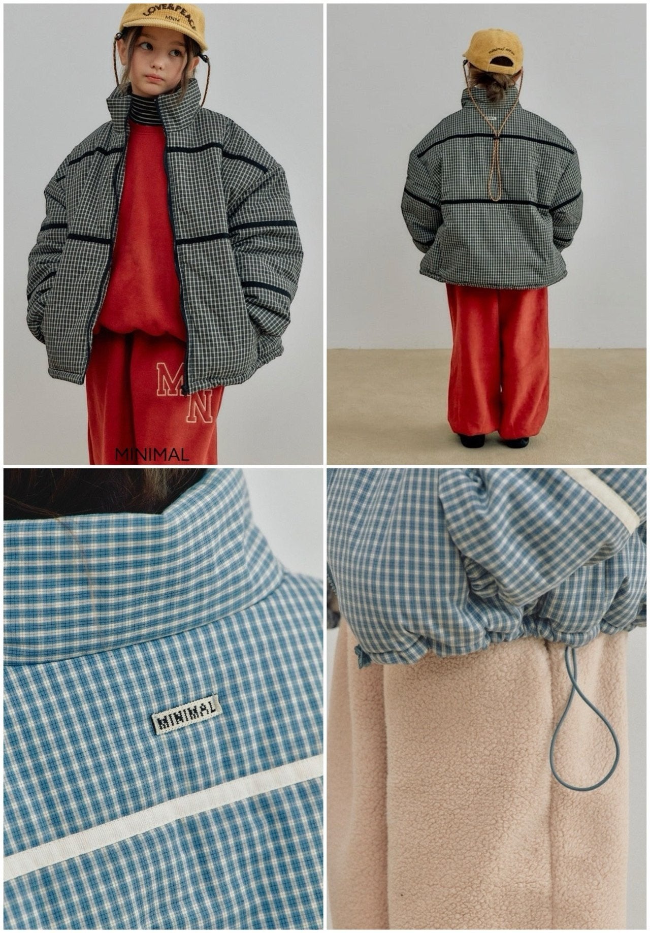 【予約】line check padding jumper  / minimal (S-JM)