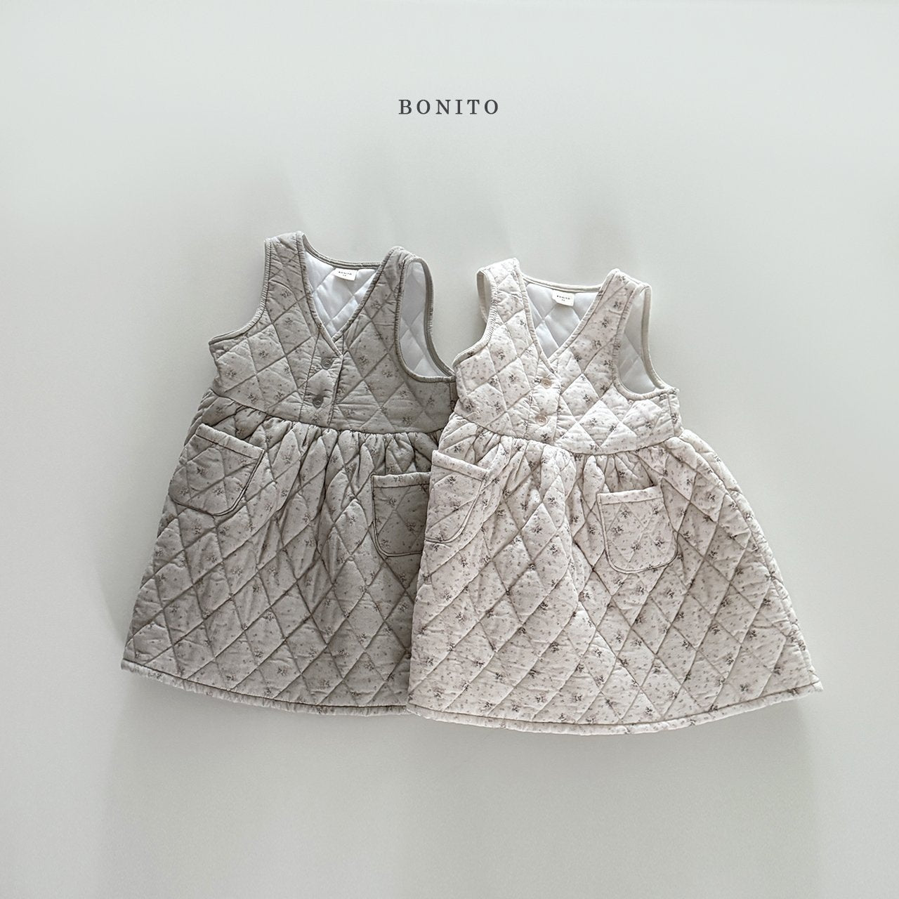 【予約】small flower quilting one-piece  /  bonito (12m-JM)