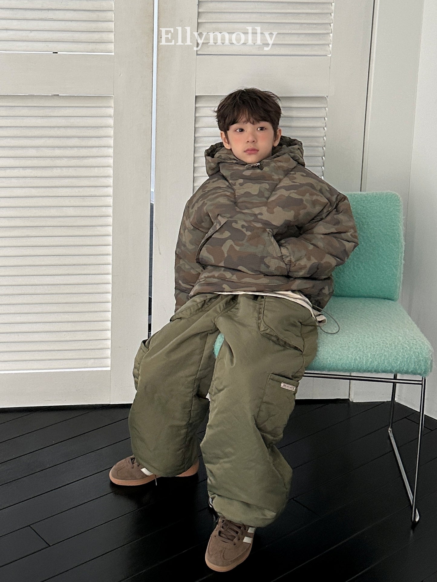 【予約】camouflage padding hood / ellymolly (5-19号)