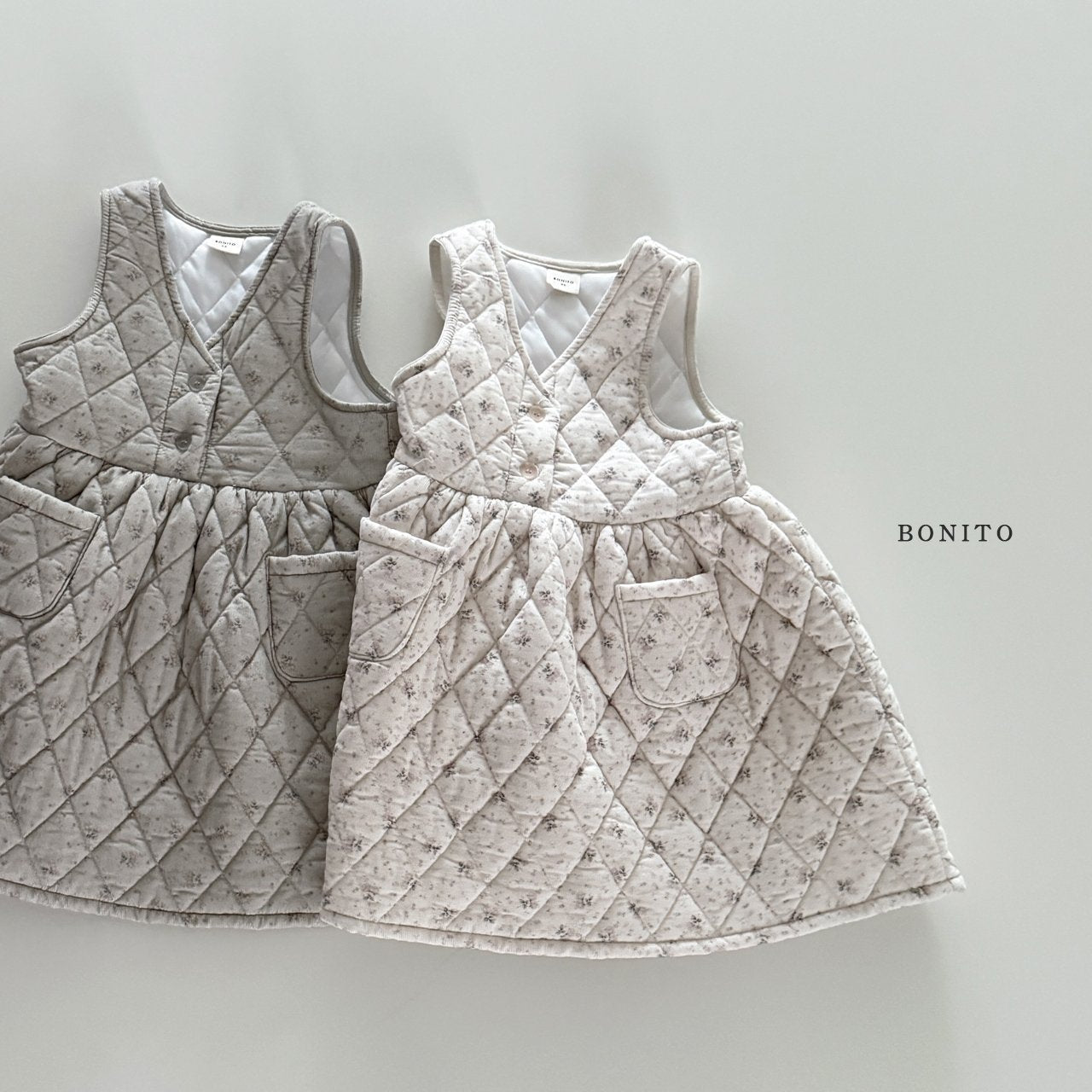 【予約】small flower quilting one-piece  /  bonito (12m-JM)