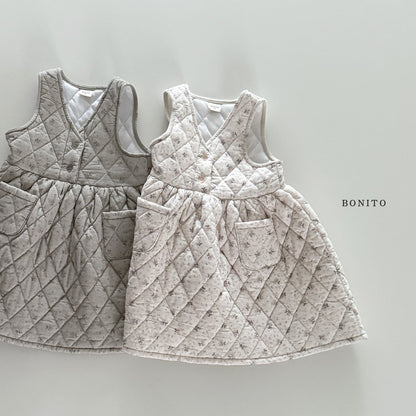 【予約】small flower quilting one-piece  /  bonito (12m-JM)