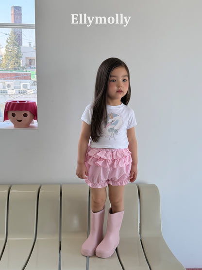 【予約】Petal Tiered Shorts / ellymolly 5-15号 페탈티어쇼츠