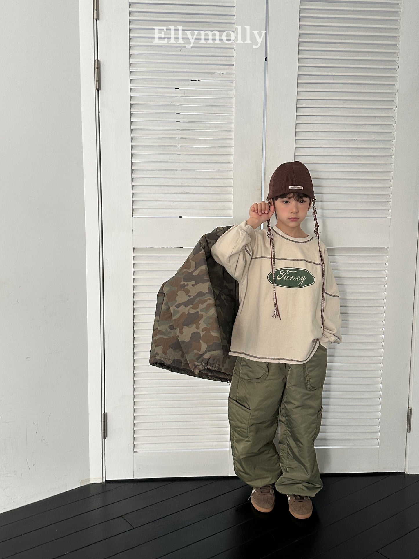 【予約】camouflage padding hood / ellymolly (5-19号)
