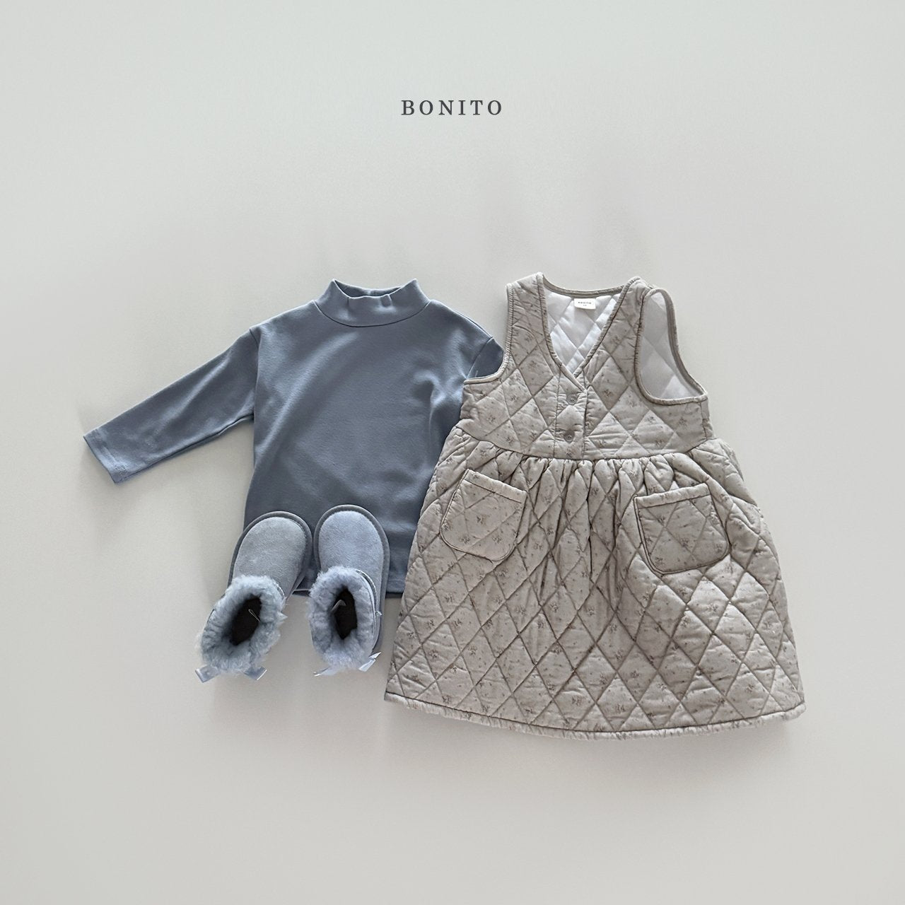 【予約】small flower quilting one-piece  /  bonito (12m-JM)