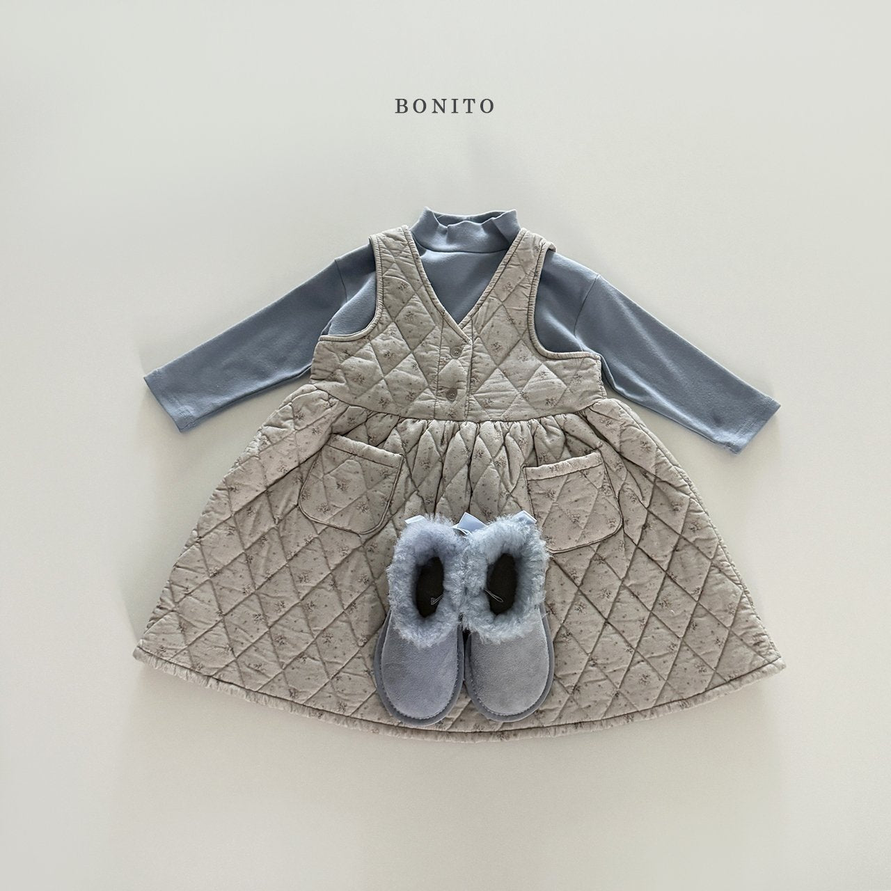 【予約】small flower quilting one-piece  /  bonito (12m-JM)