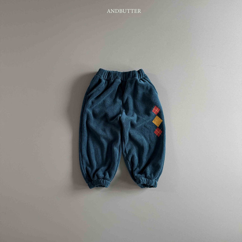 【予約】worm-argyle terry jogger  /  andbutter (S-JM)
