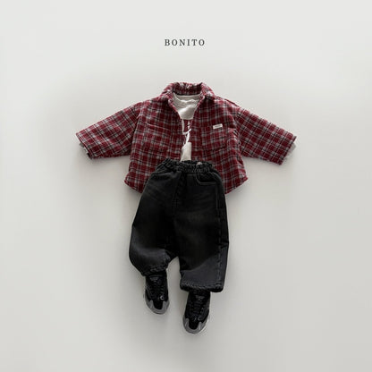 【予約】check bonding shirt  /  bonito (12M-JM)