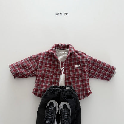 【予約】check bonding shirt  /  bonito (12M-JM)