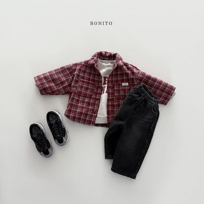 【予約】check bonding shirt  /  bonito (12M-JM)