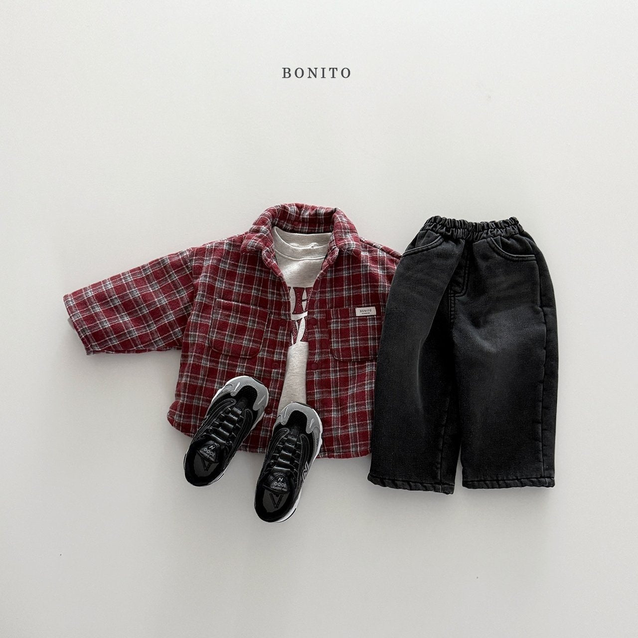 【予約】check bonding shirt  /  bonito (12M-JM)