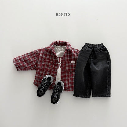 【予約】check bonding shirt  /  bonito (12M-JM)