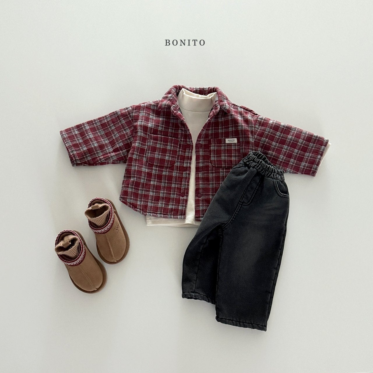 【予約】check bonding shirt  /  bonito (12M-JM)