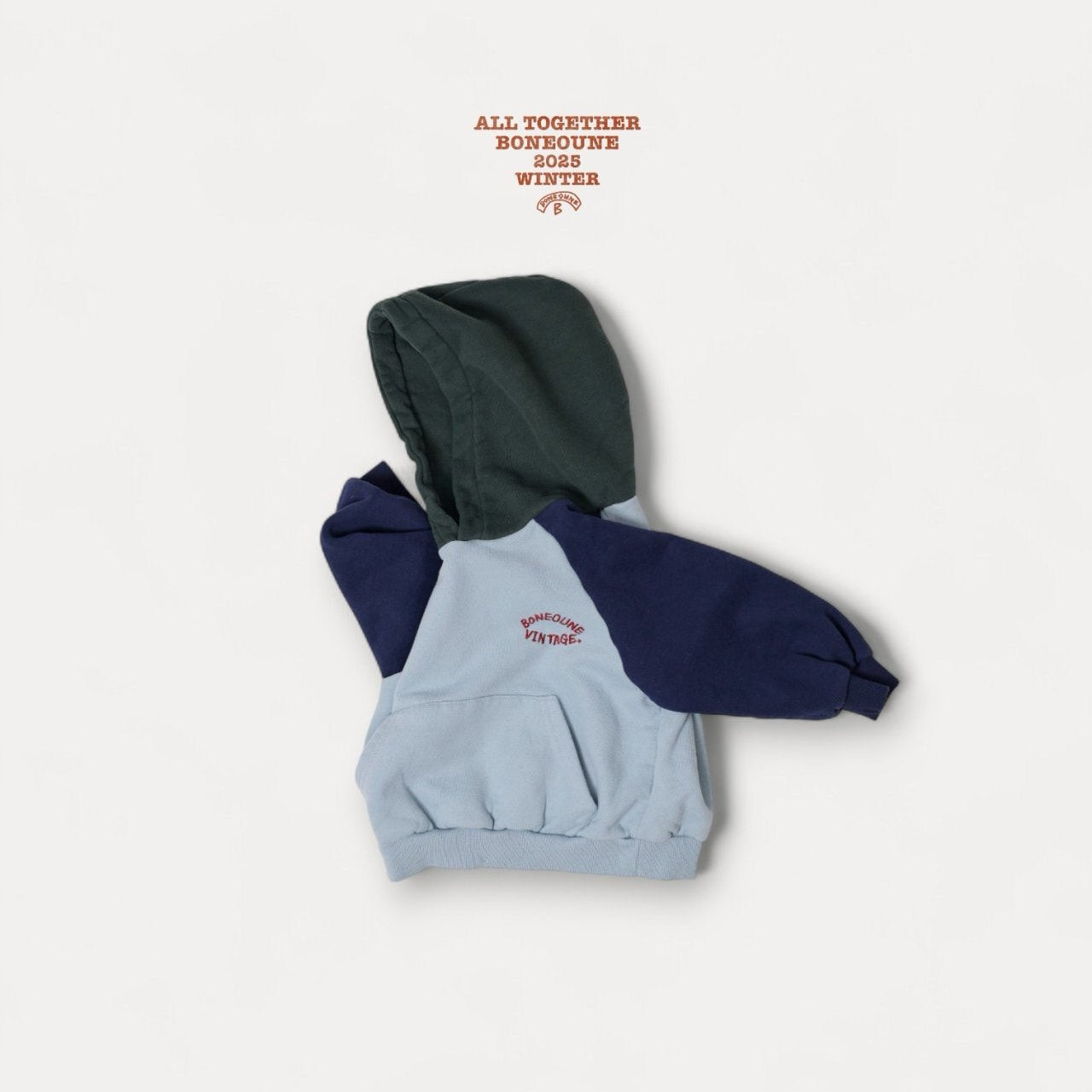 【予約】three color raglan hoodie / boneoune (XS-JL)