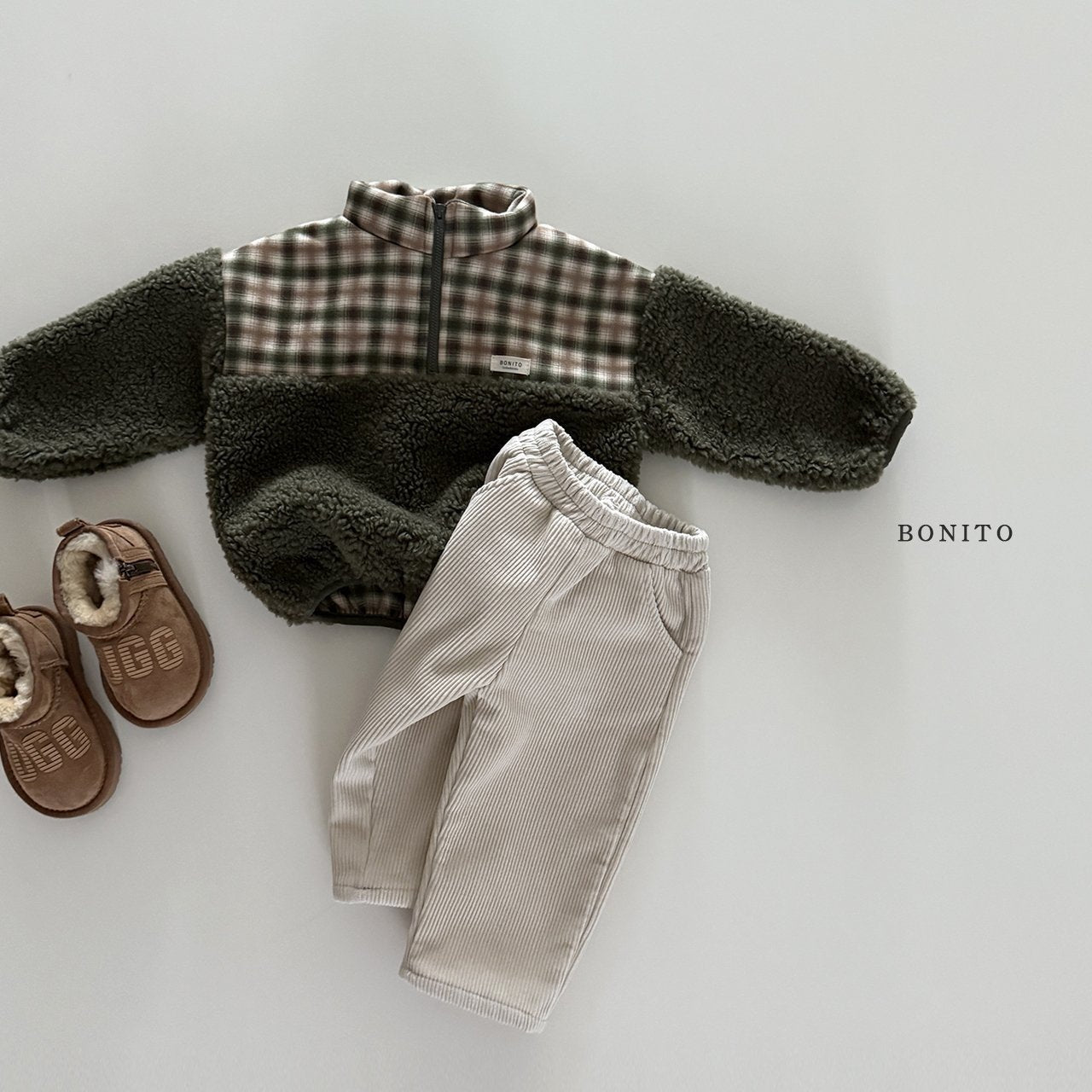 【予約】suede check boa zipup  /  bonito (12ｍ-JM)