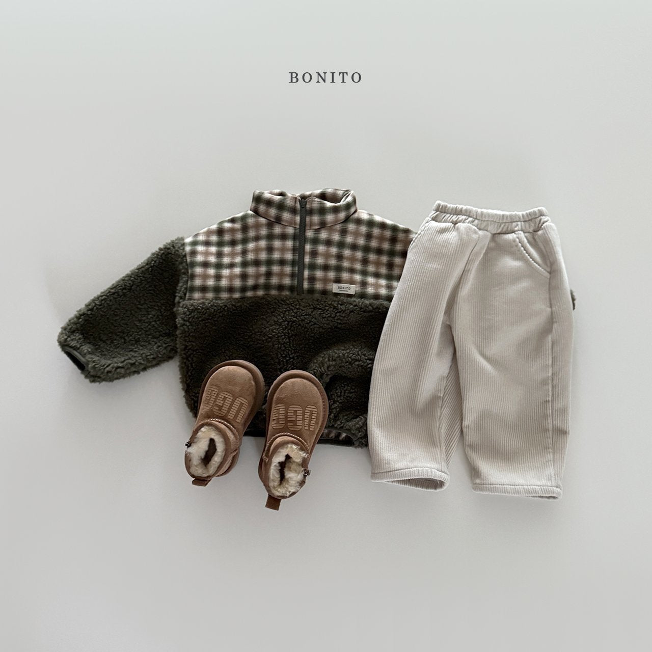 【予約】suede check boa zipup  /  bonito (12ｍ-JM)