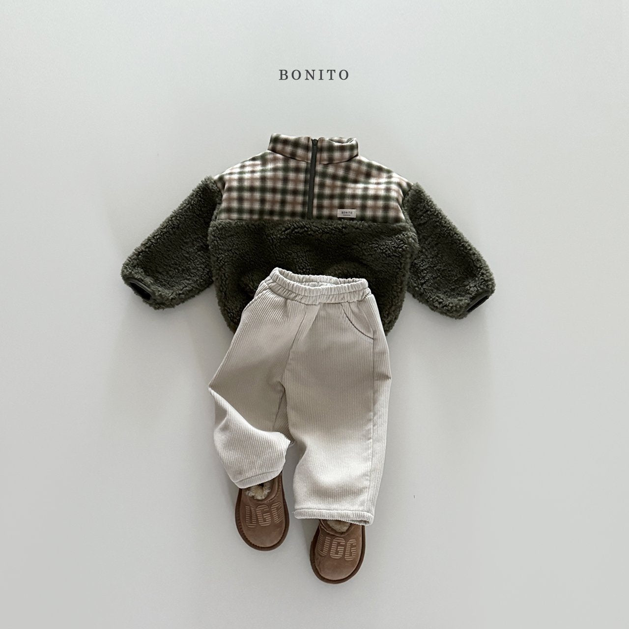 【予約】suede check boa zipup  /  bonito (12ｍ-JM)