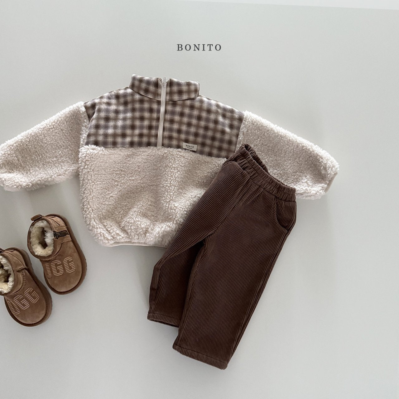 【予約】suede check boa zipup  /  bonito (12ｍ-JM)