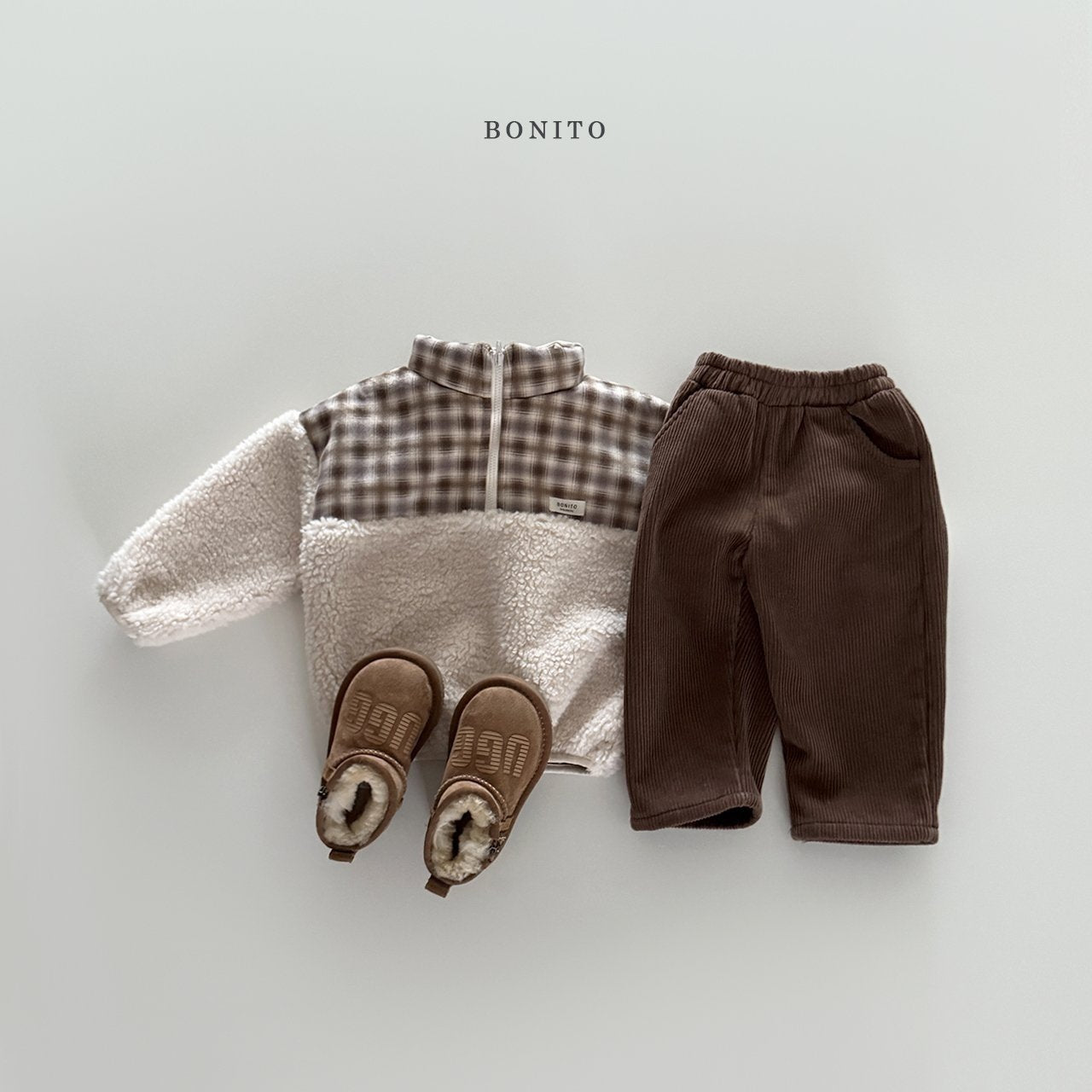 【予約】suede check boa zipup  /  bonito (12ｍ-JM)