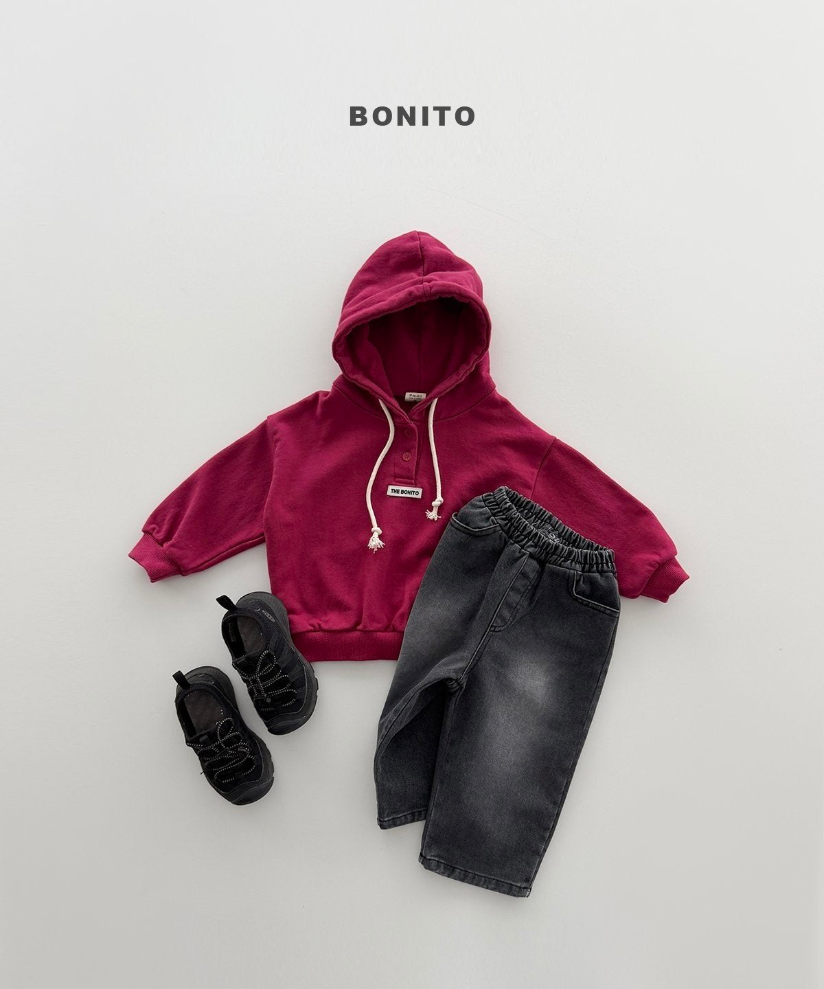 【予約】button hoodie / bonito (12M-JM)단작후드티
