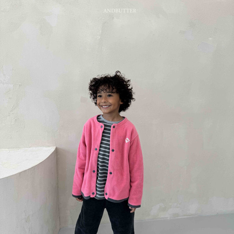 【予約】Fleece Mix Cardigan  /  andbutter (S-JM)