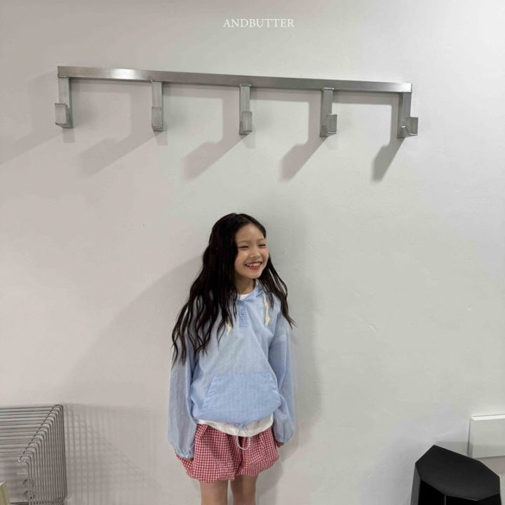 【予約】Seersucker hood jumper / andbutter(S-JM)시어서커