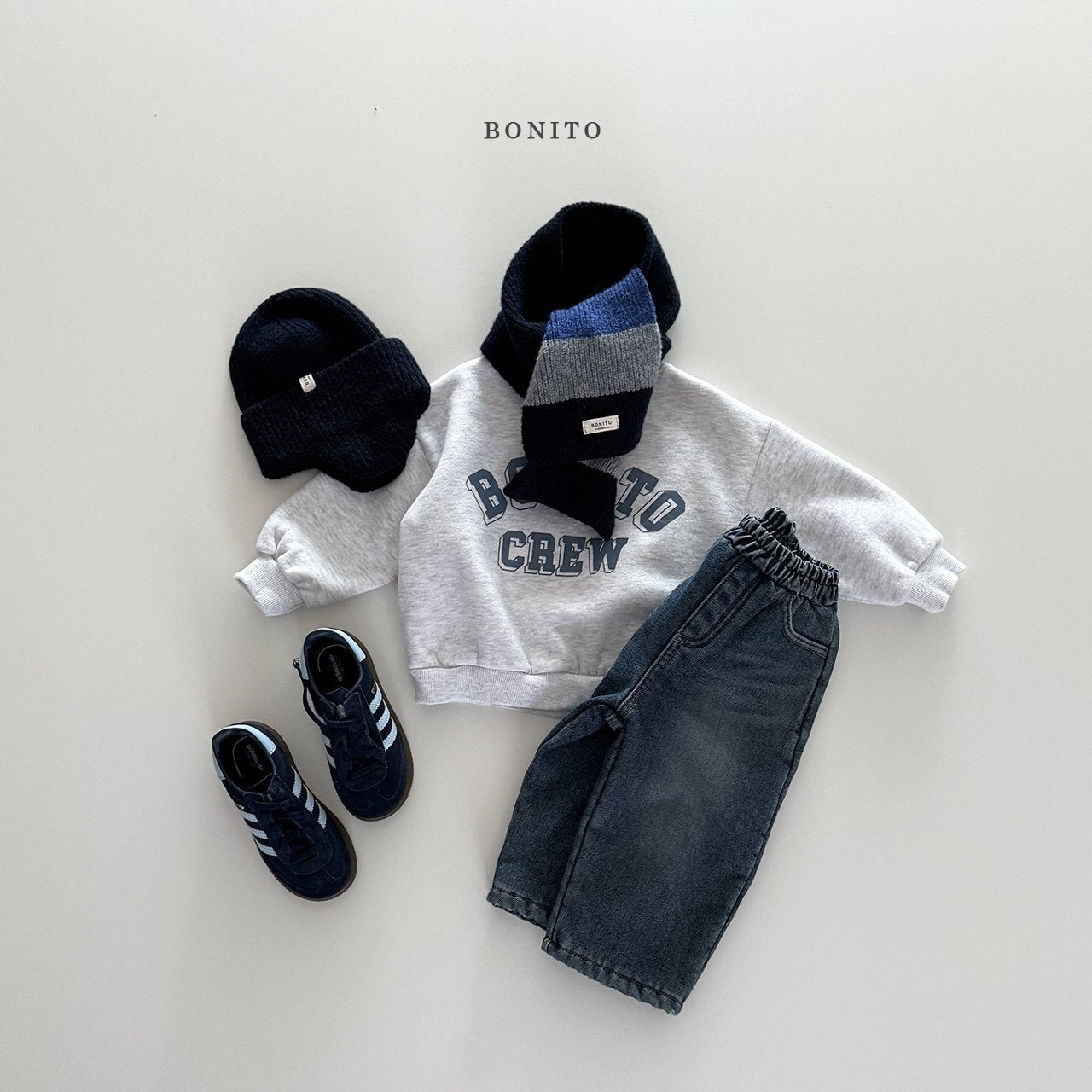 【予約】bicolor knit muffler  /  bonito