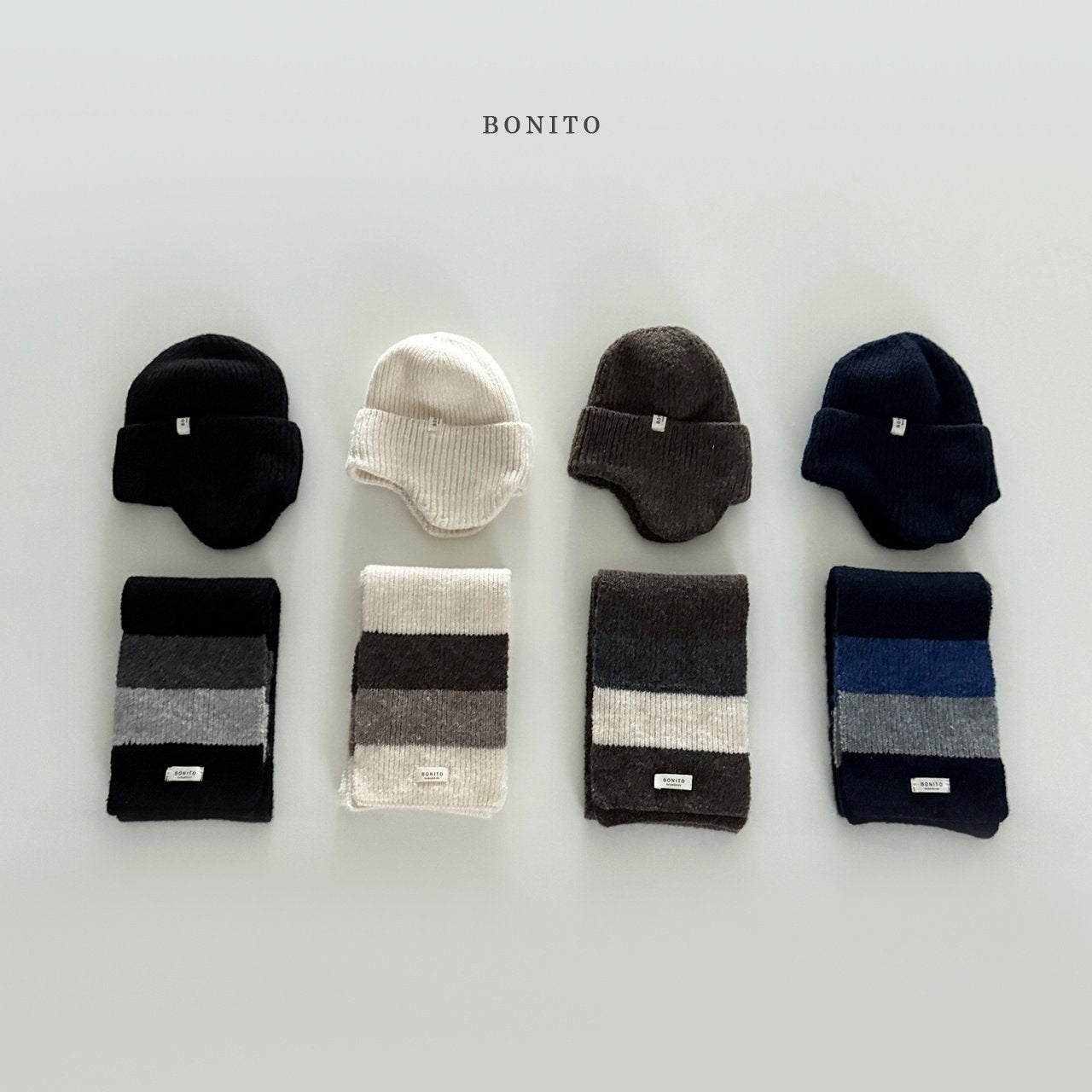 【予約】bicolor knit muffler  /  bonito