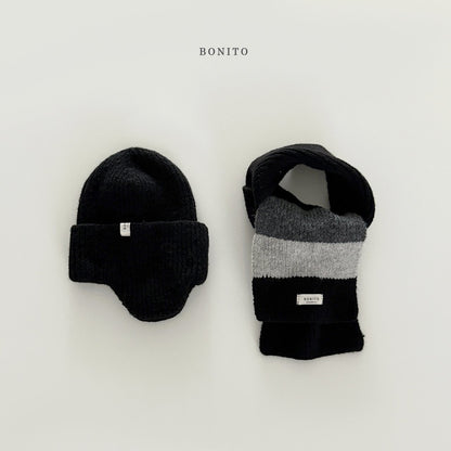【予約】bicolor knit muffler  /  bonito