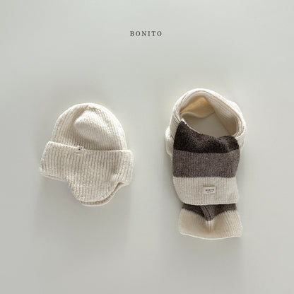 【予約】bicolor knit muffler  /  bonito