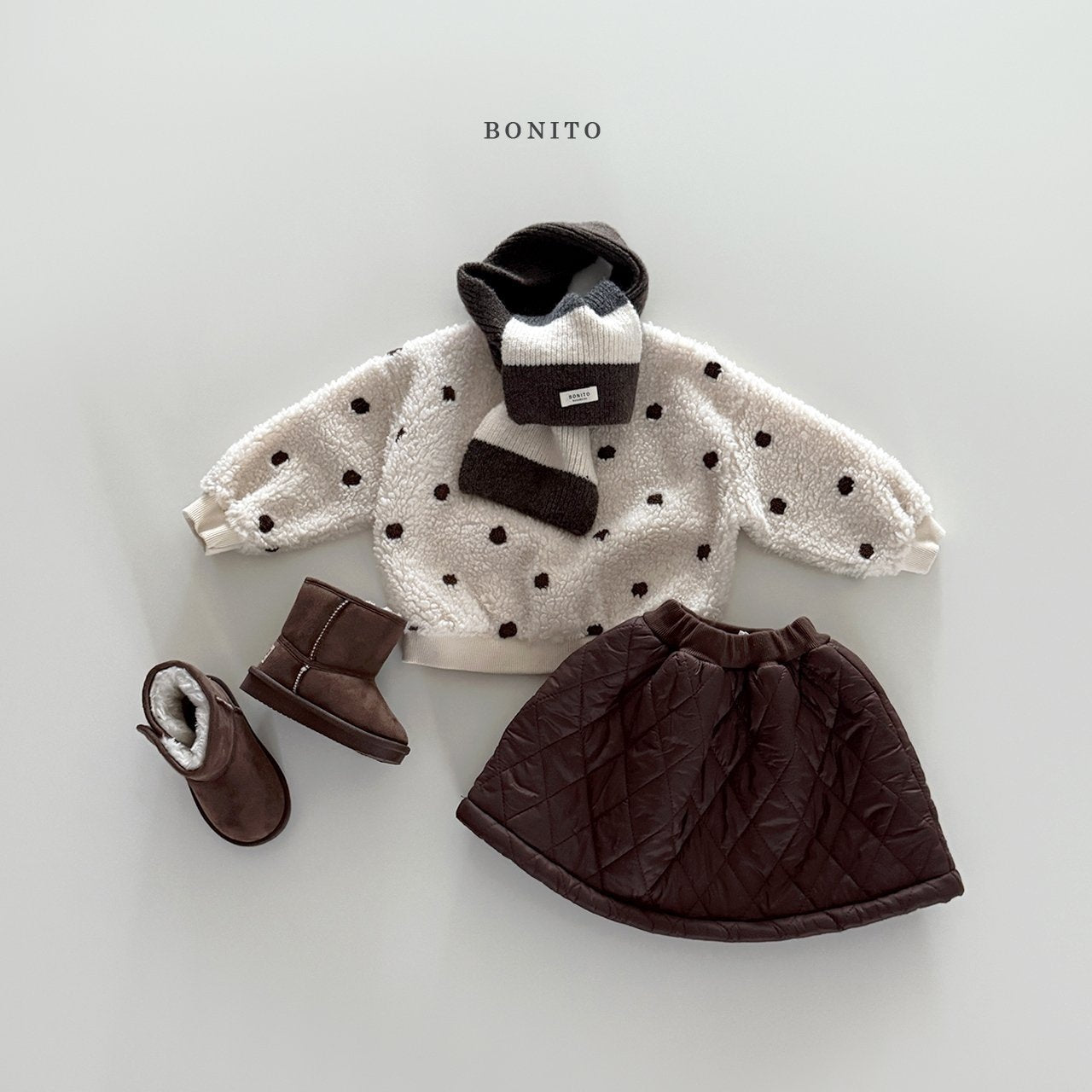 【予約】bicolor knit muffler  /  bonito