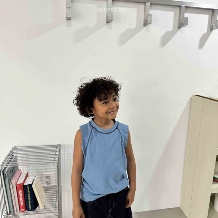 【予約】ribbed line sleeveless / andbutter(S-JM)