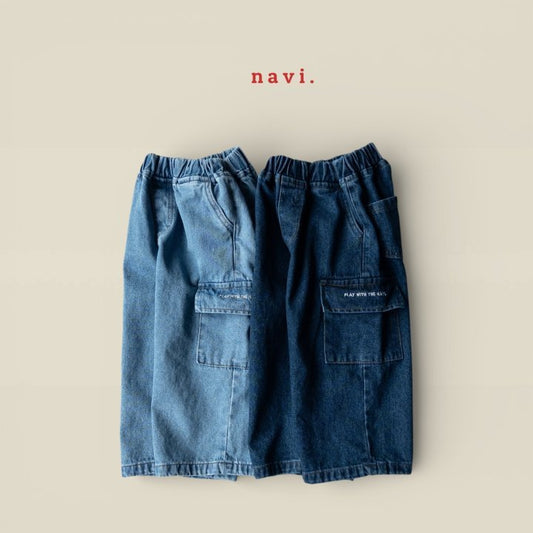 【予約】ポケットワイドデニムパンツ / navi(S-JL)