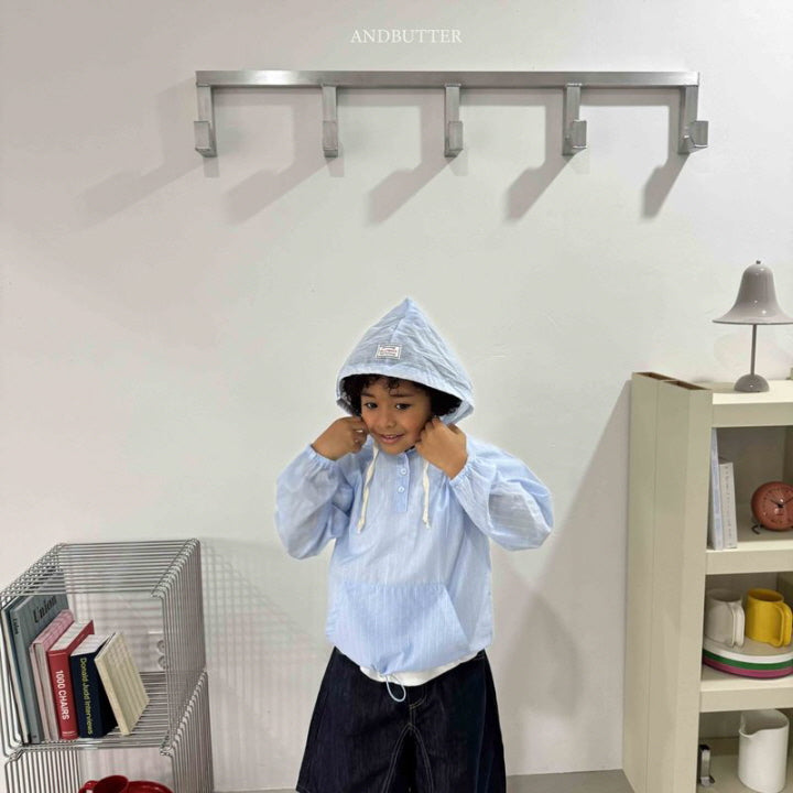 【予約】Seersucker hood jumper / andbutter(S-JM)시어서커