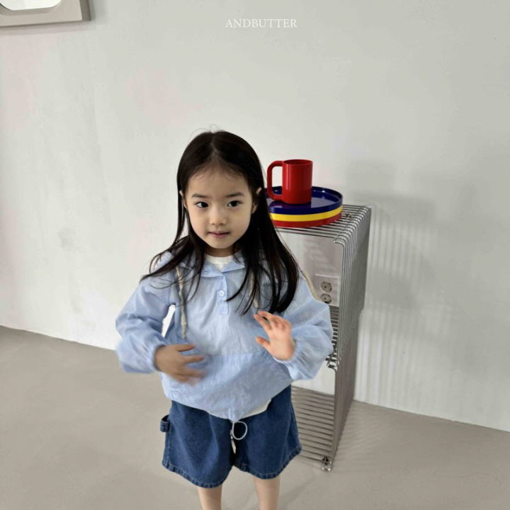 【予約】Seersucker hood jumper / andbutter(S-JM)시어서커
