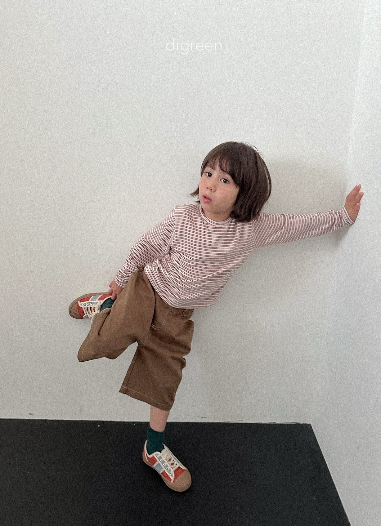 【予約】stripe latte T / digreen(S-XXL)