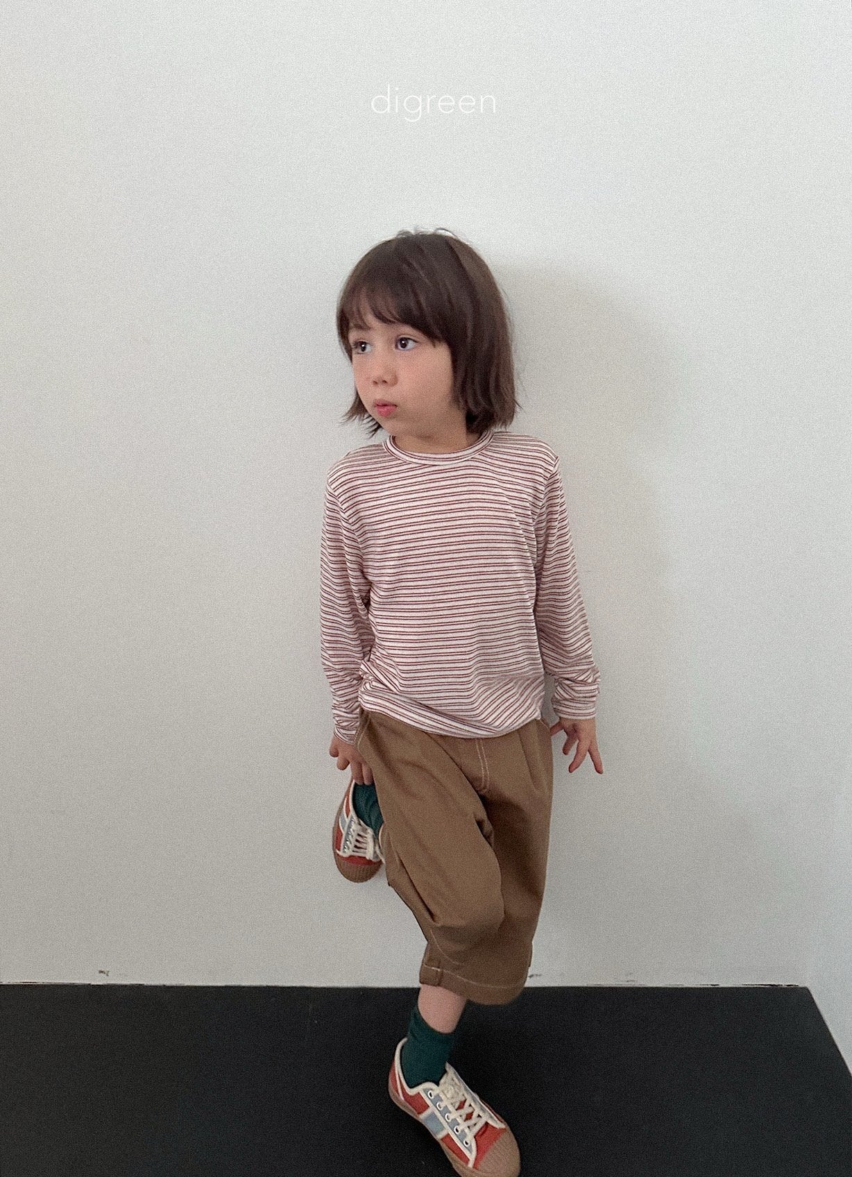【予約】stripe latte T / digreen(S-XXL)