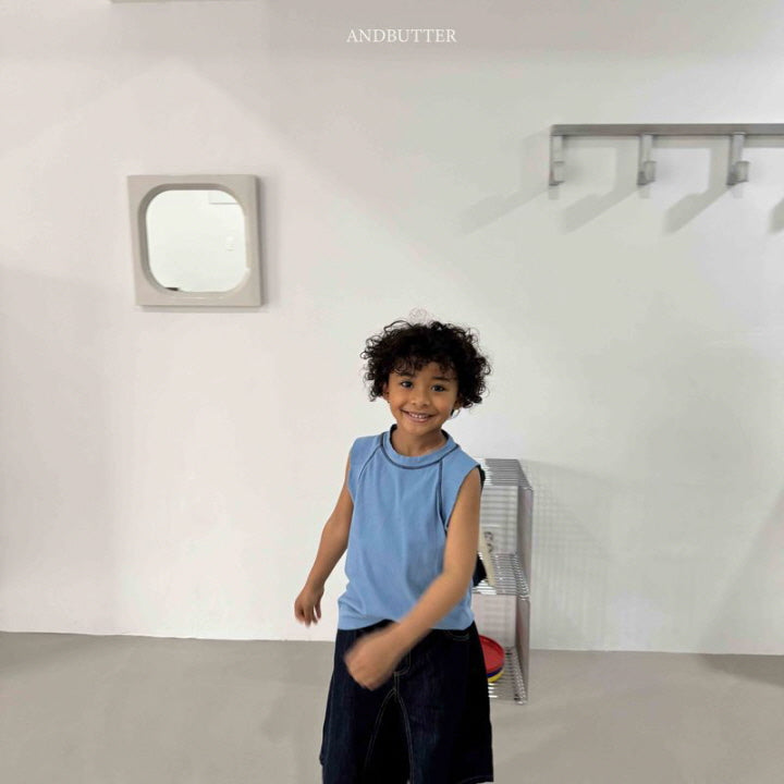【予約】ribbed line sleeveless / andbutter(S-JM)