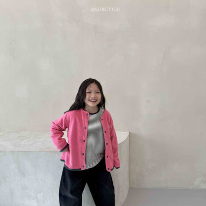 【予約】Fleece Mix Cardigan  /  andbutter (S-JM)