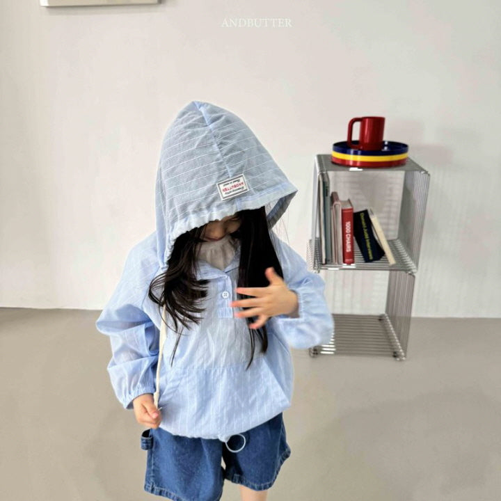 【予約】Seersucker hood jumper / andbutter(S-JM)시어서커