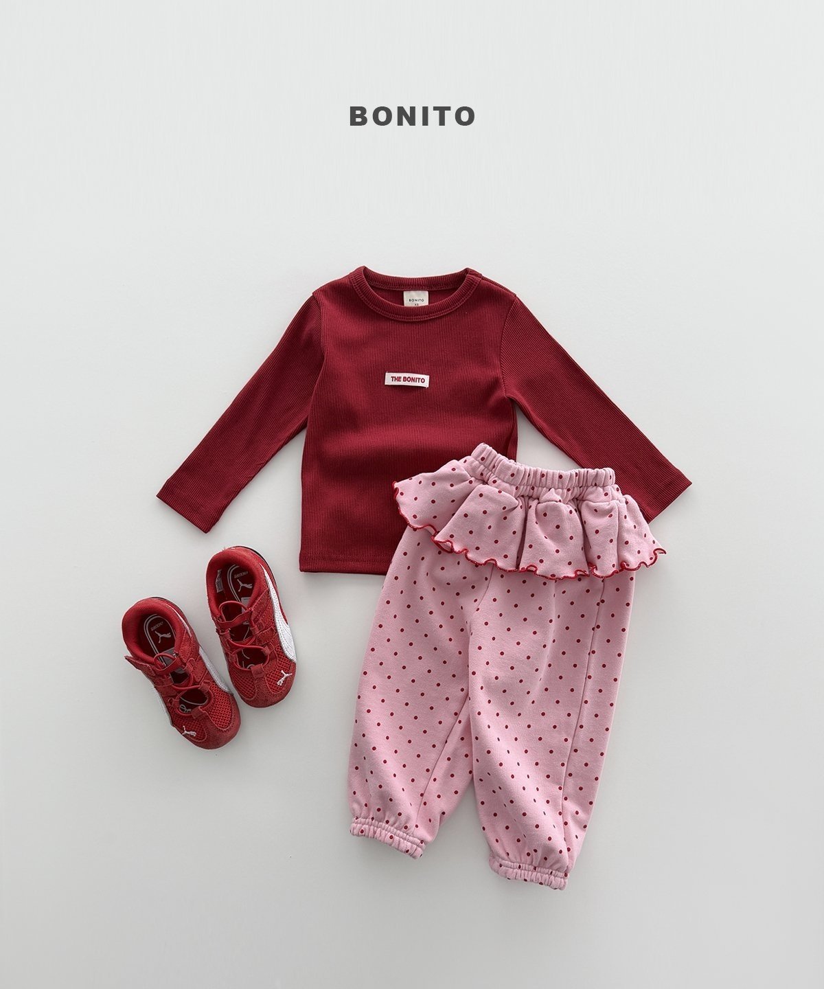 【予約】dot frill jogger pants / bonito (12M-JM)