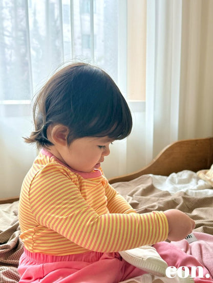 【予約】バイカラーストライプTシャツ / con. (XXS-M)쫀득 배색